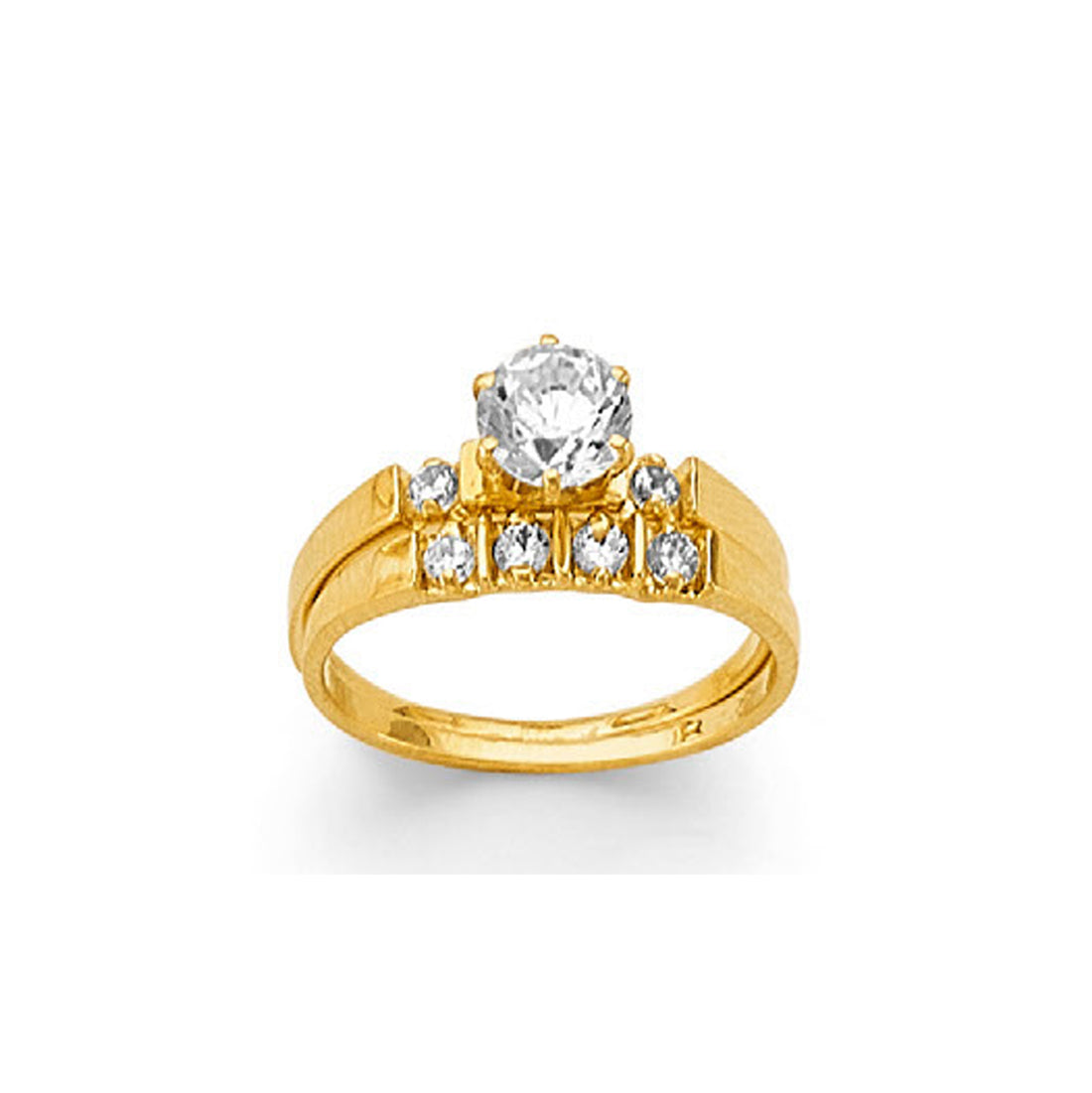 CZ Minimalist Dual Shank Solitaire Band in Solid Gold 