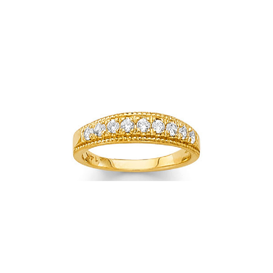 CZ Semi-mount Art Deco Band in Solid Gold 