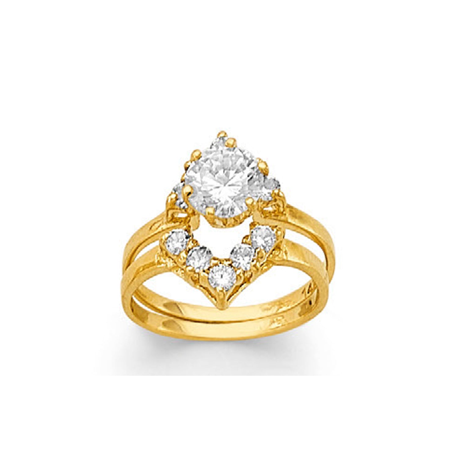 CZ Dual Teardrop Concept Radiant Ring in Solid Gold