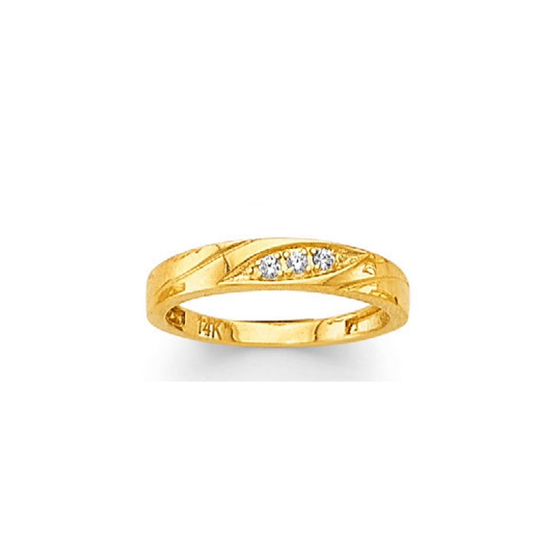 CZ Minimalist Stackable Striped Ring in Solid Gold 