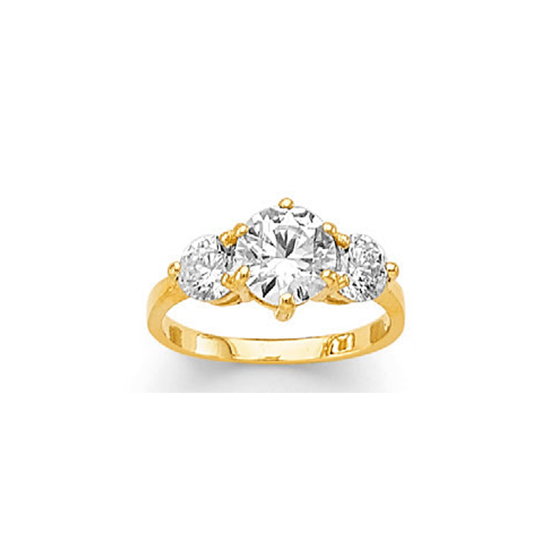 CZ 3-stone Thoughtful Promise Ring in Solid Gold