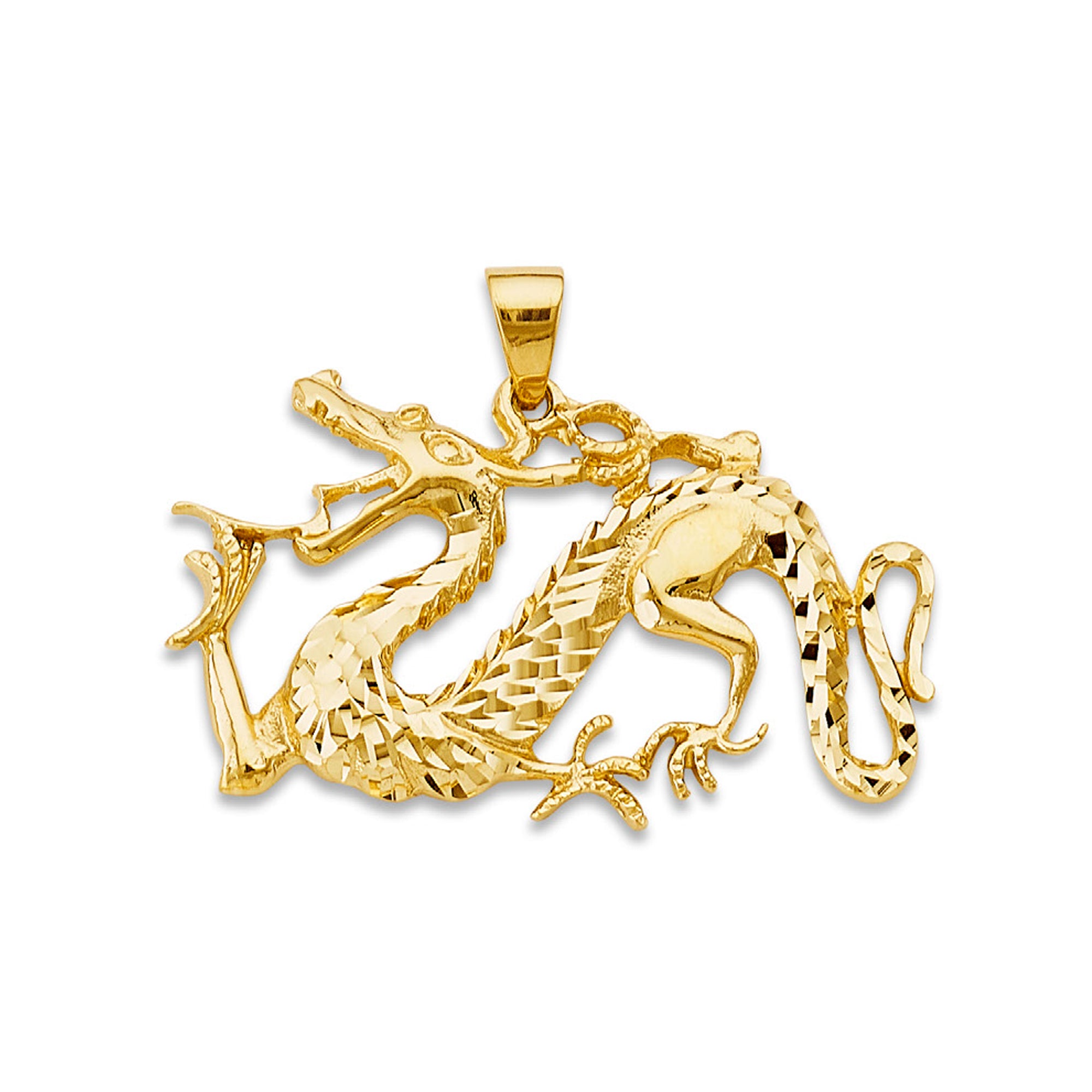 Yellow Gold Detailed Year of the Dragon Pendant 
