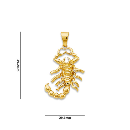 Yellow Gold Scorpion Zodiac Charm Pendant with Measurement