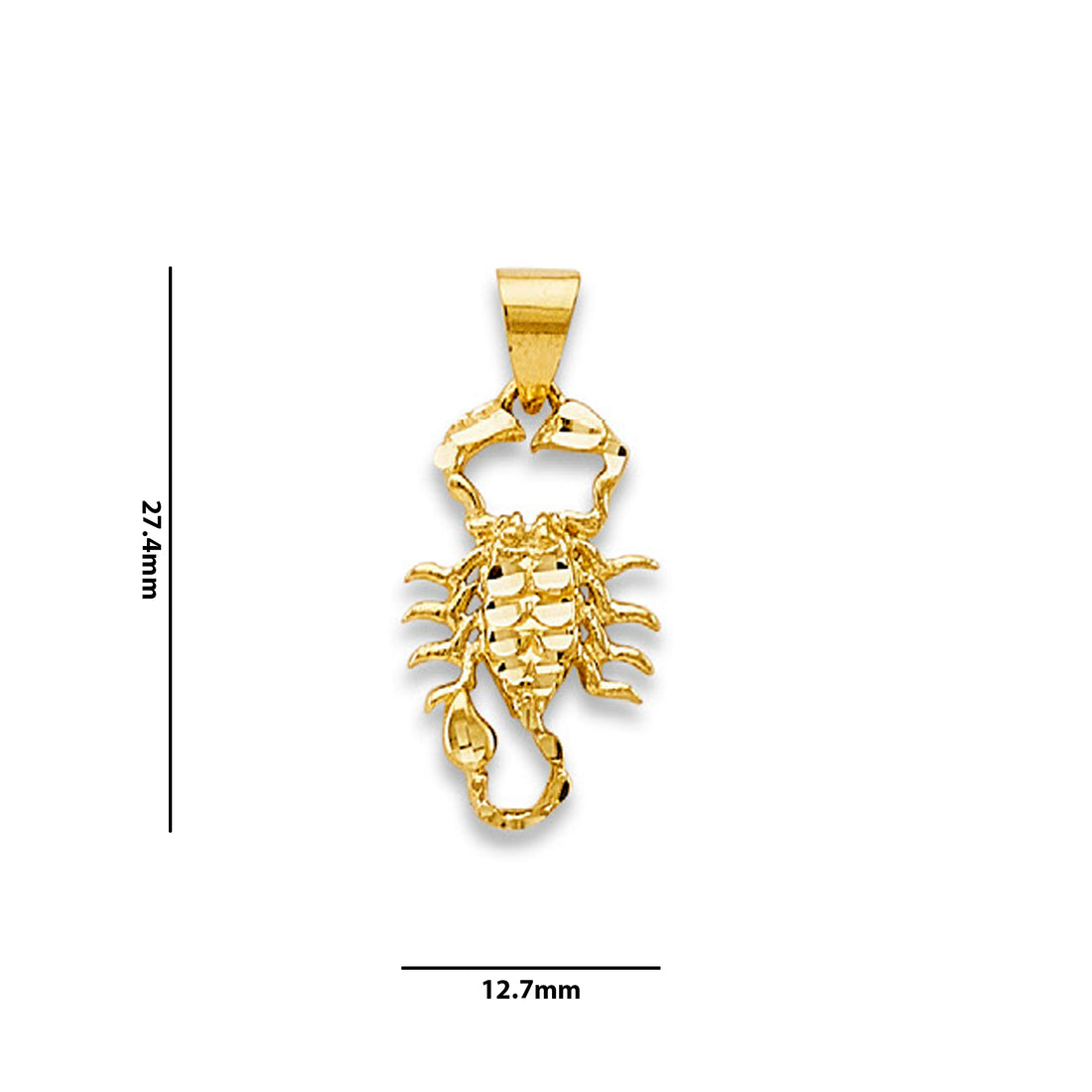 Yellow Gold Stylish Scorpion Zodiac Pendant with Measurement