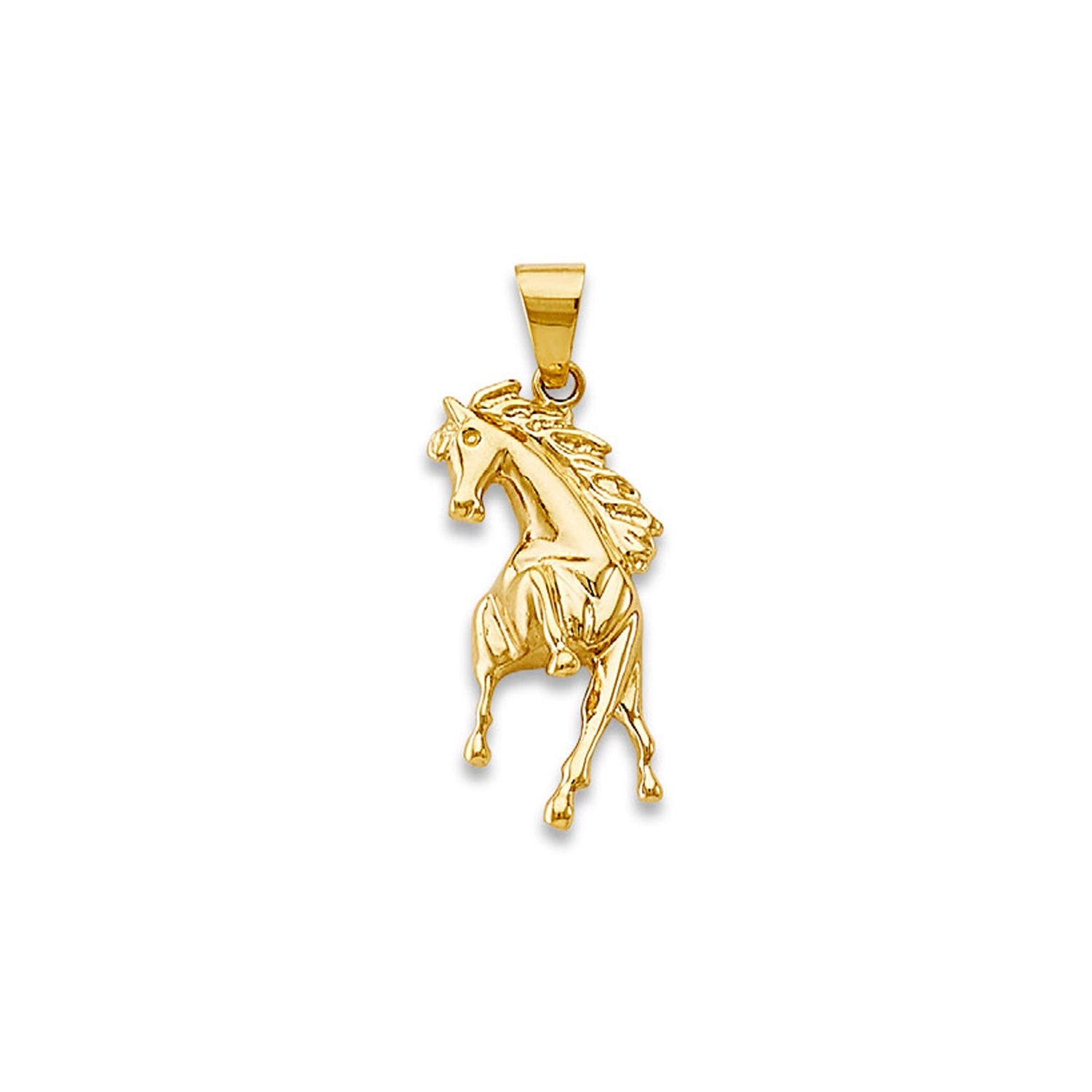 Yellow Gold Simple Galloping Horse Charm Pendant