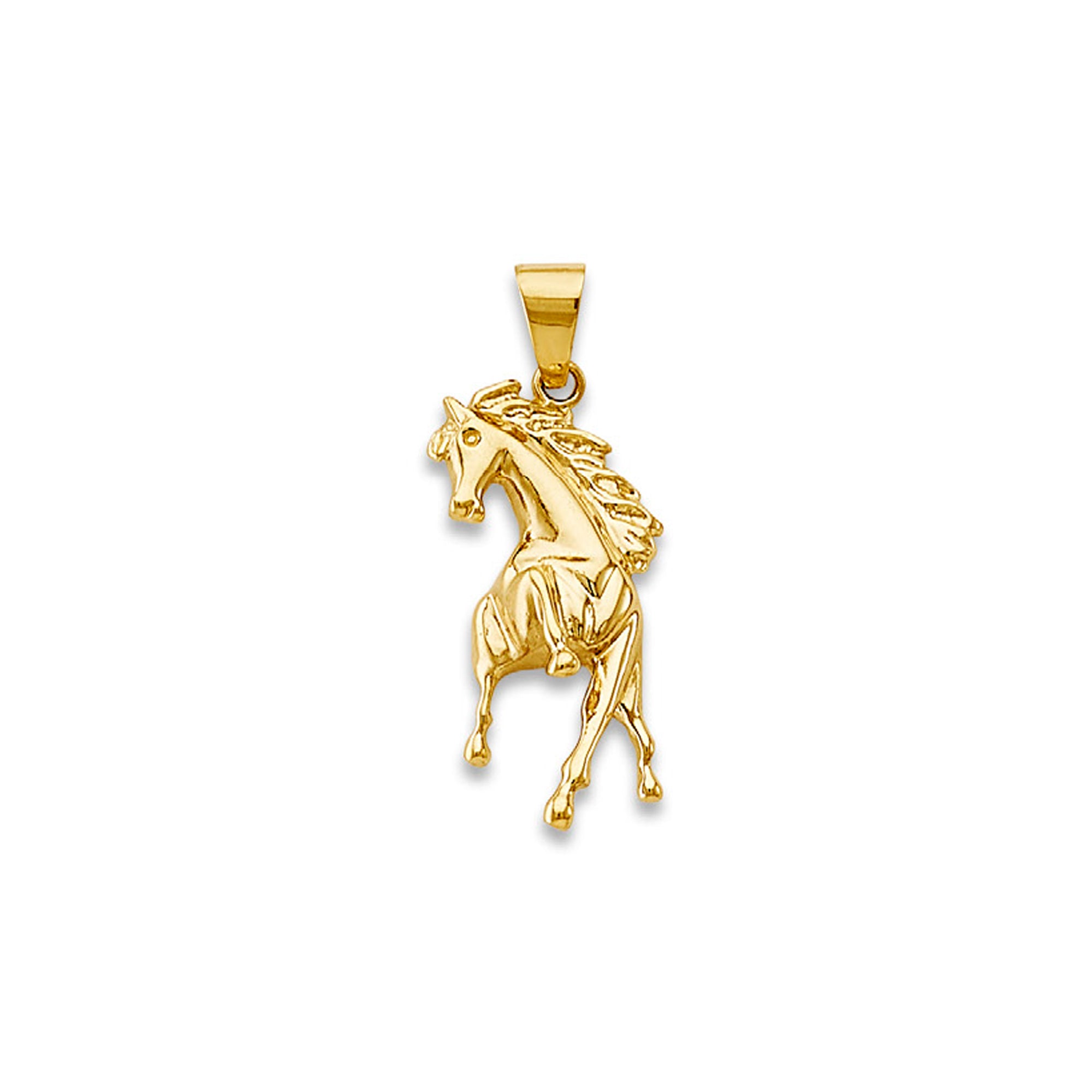 Yellow Gold Simple Galloping Horse Charm Pendant