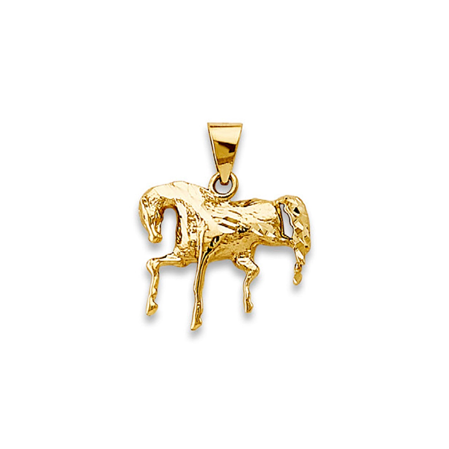 Yellow Gold Trotting Horse Charm Pendant