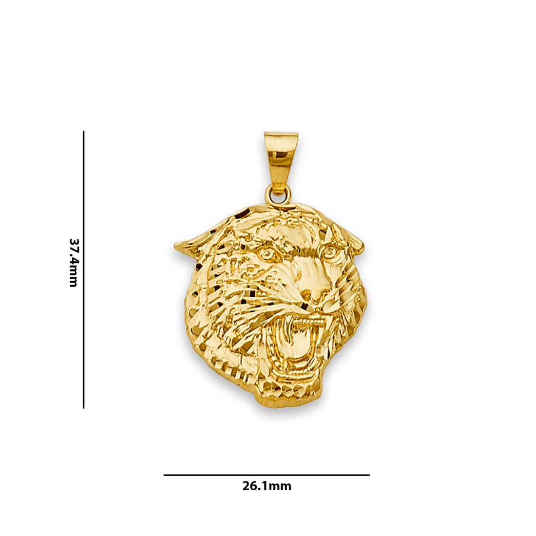 Yellow Gold Stunning Detailed Jaguar Statement Pendant with Measurement