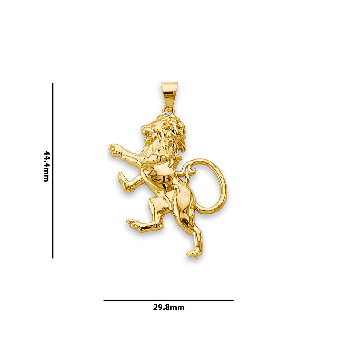 Yellow Gold Polished Lion of Judah Pendant with Measurement