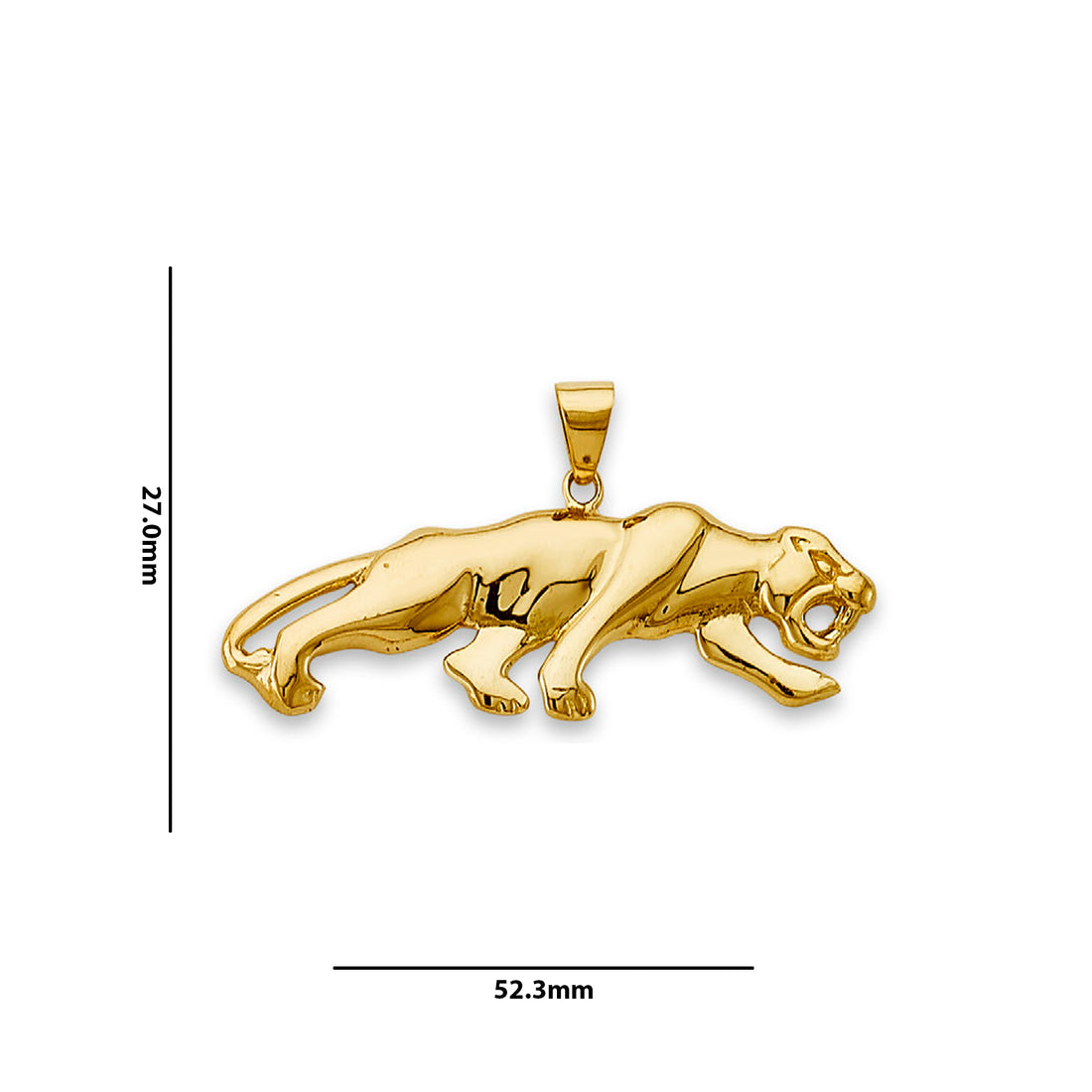 Yellow Gold Panther Charm Pendant with Measurement