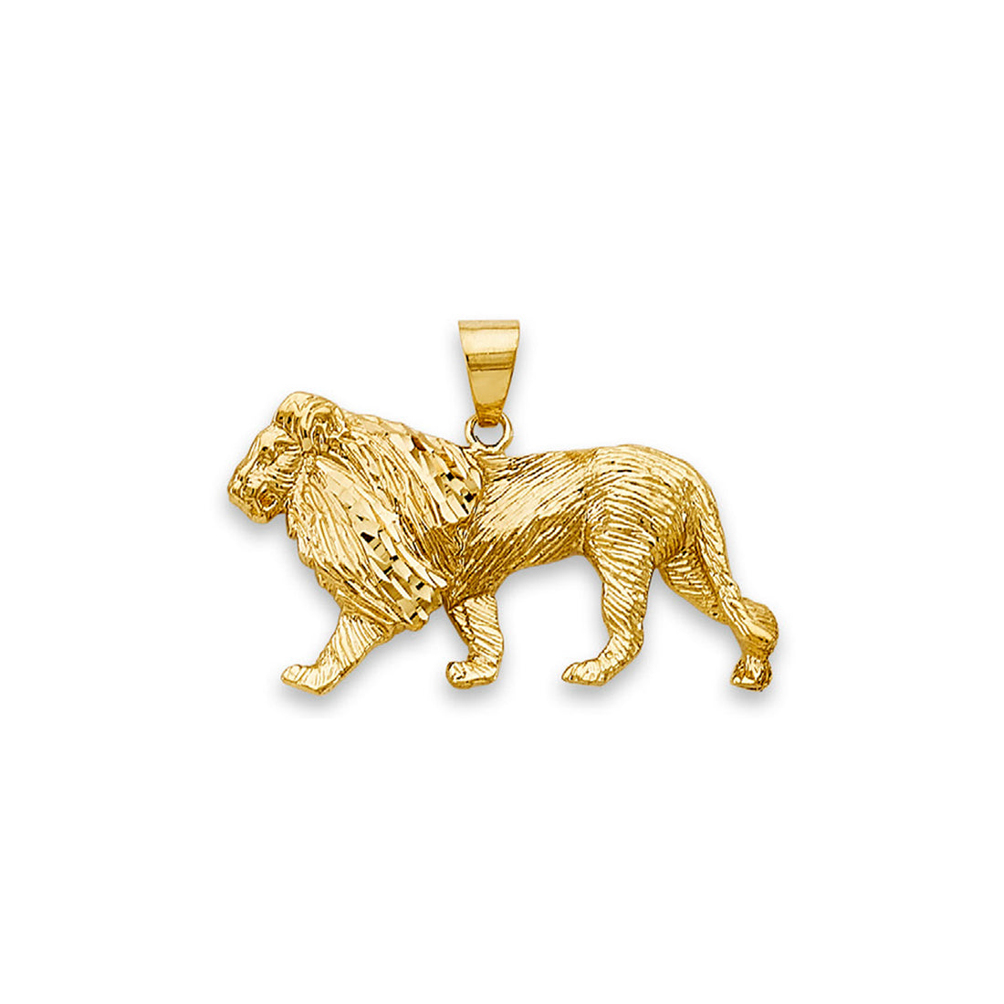 Yellow Gold Textured Fine Strolling Lion Pendant
