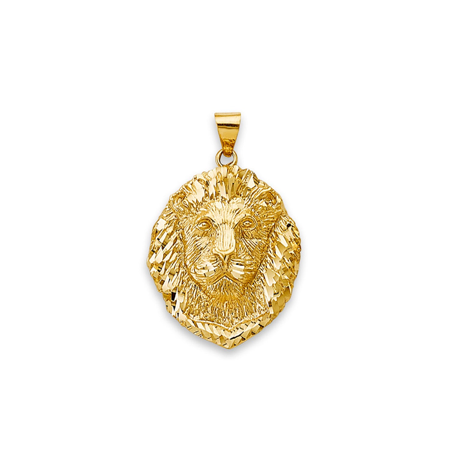 Yellow Gold Sparkle-cut Lion Head Charm Pendant