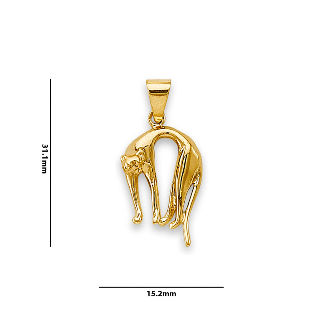 Yellow Gold Vintage Panther Pendant with Measurement