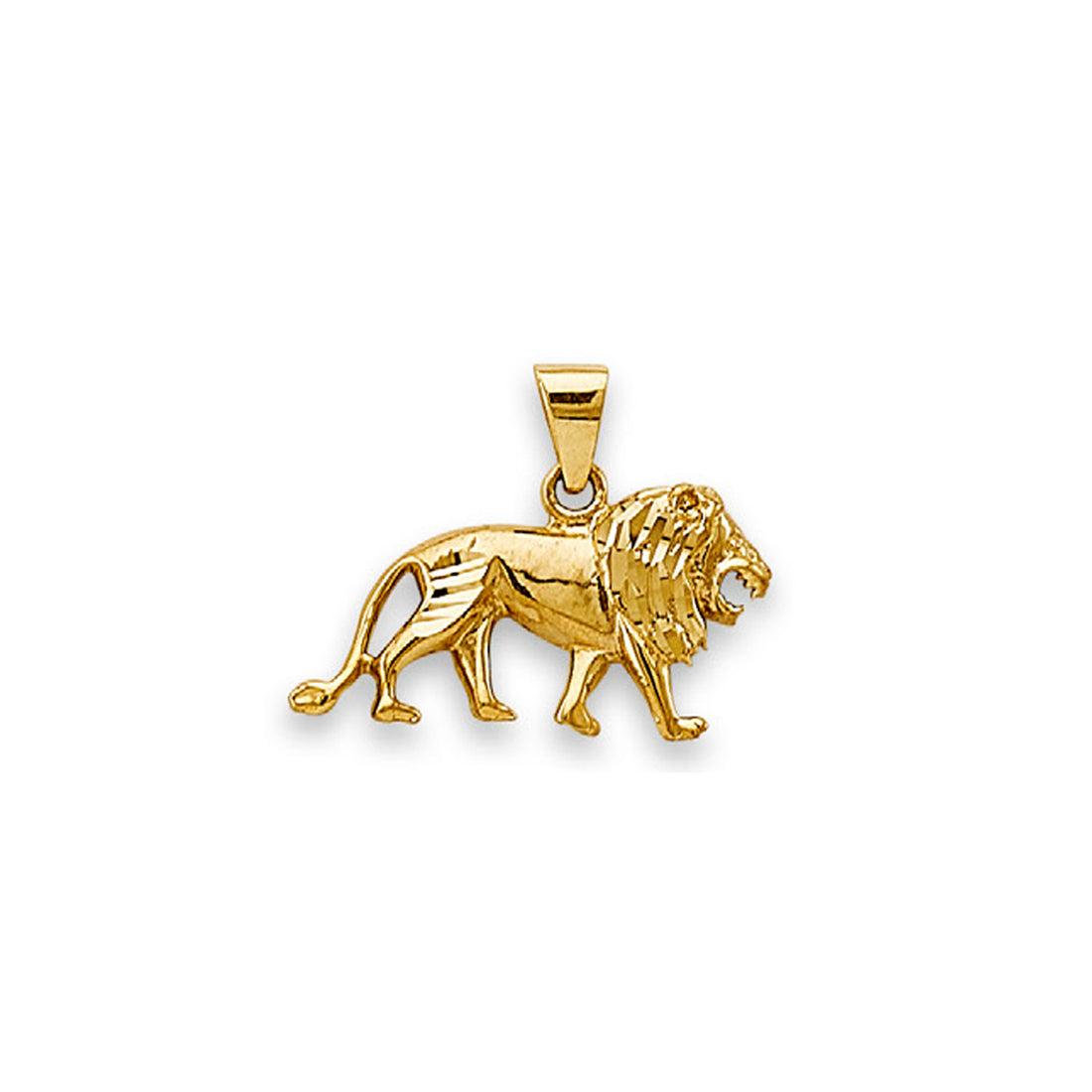 Yellow Gold Diamond-cut Aesthetic Lion Pendant