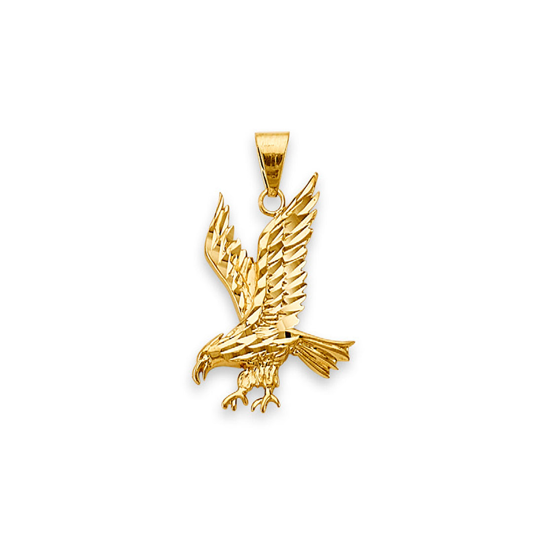 Yellow Gold Diamond-cut Mid Flight Eagle Pendant