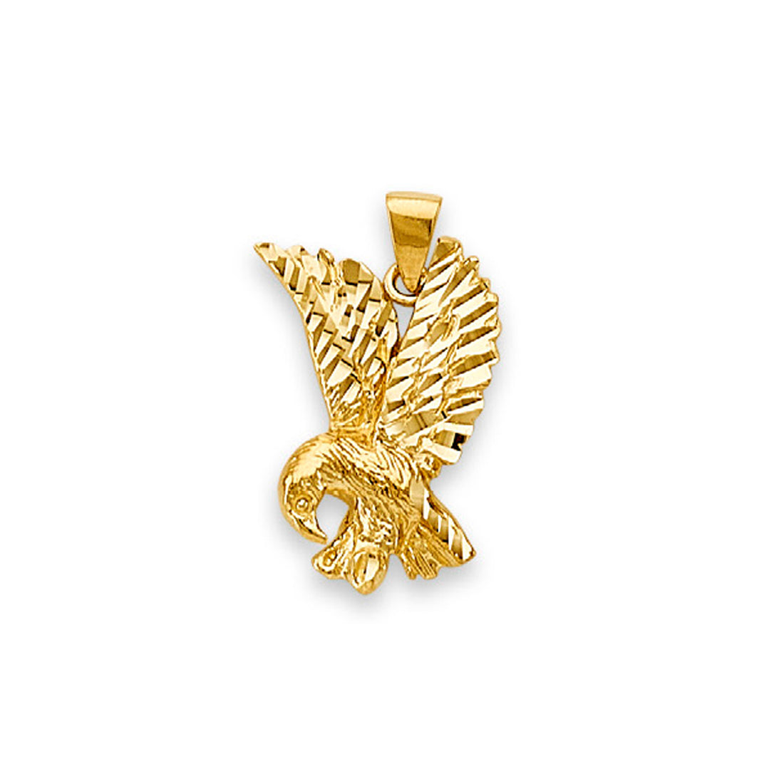 Yellow Gold Flying Eagle Statement Charm Pendant