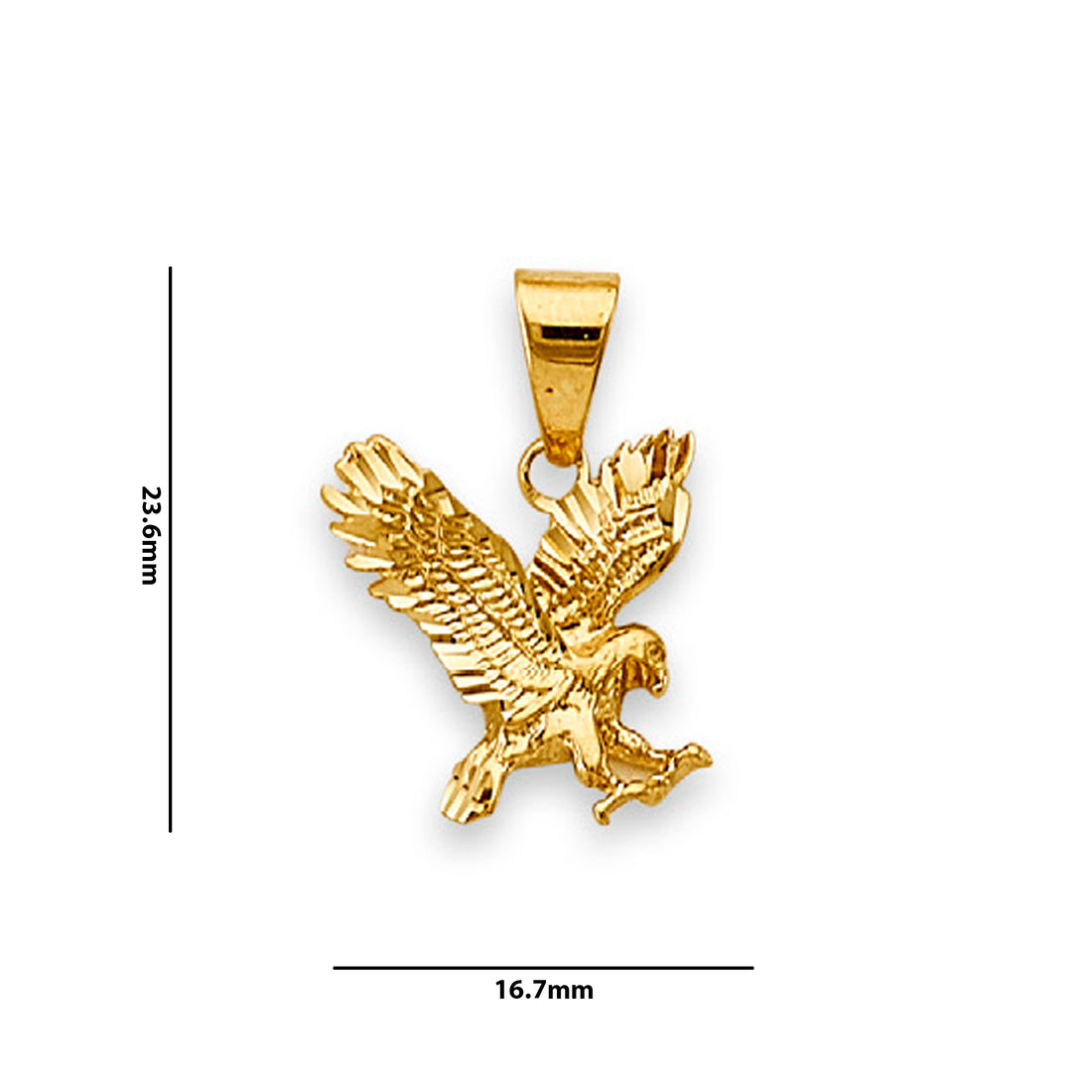 Yellow Gold Vintage Diamond-cut American Eagle Statement Pendant with Measurement