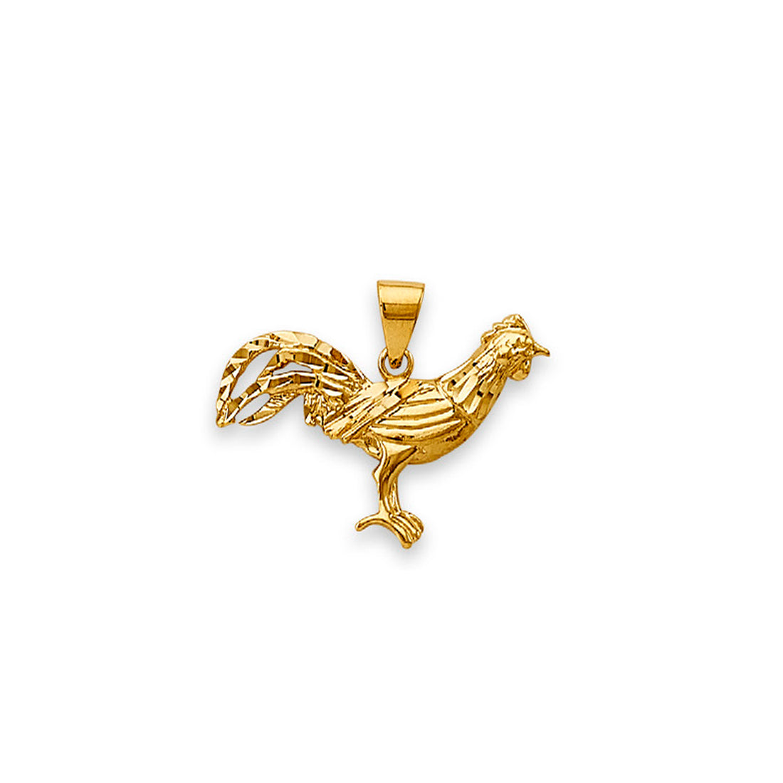 Yellow Gold Diamond-cut Little Rooster Radiant Pendant
