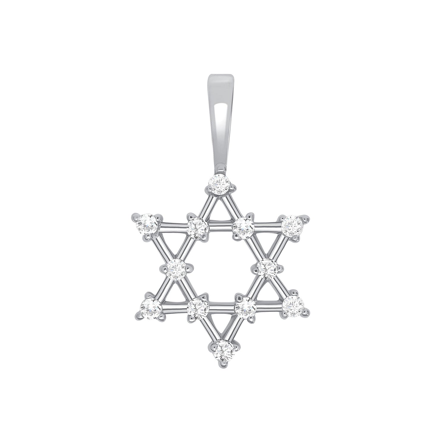 925 Sterling Silver Round Cut CZ Accented Star of David Pendant
