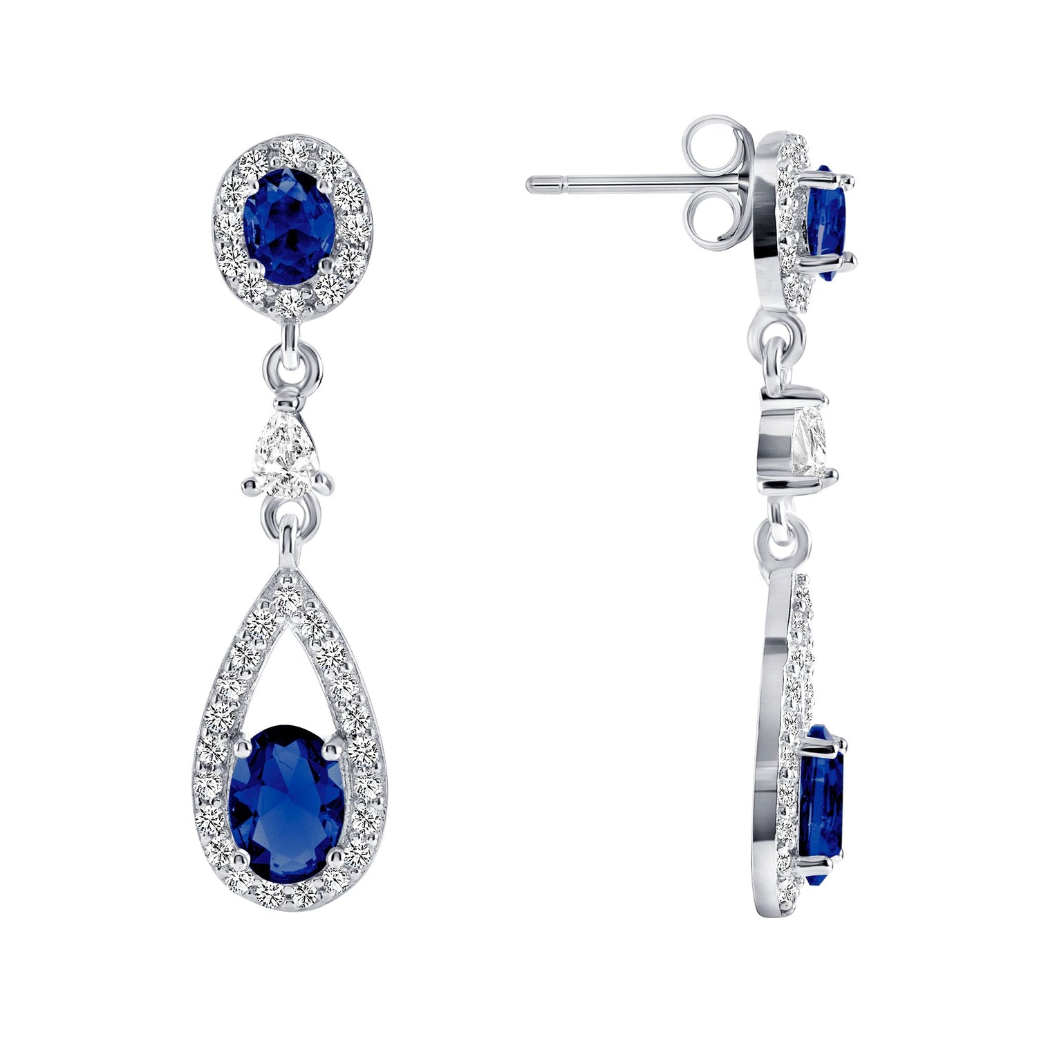 925 Sterling Silver Multi Cut CZ Dangle Earrings