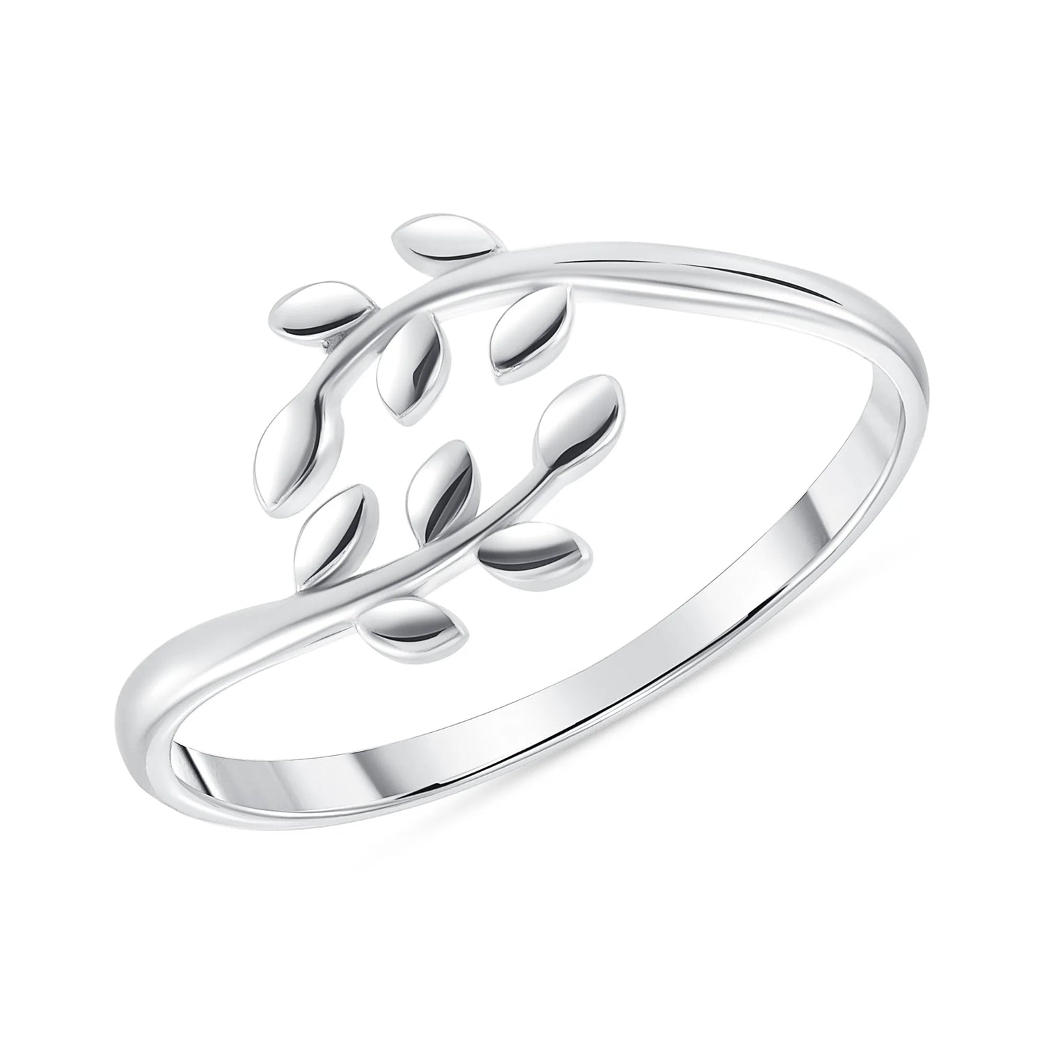 925 Sterling Silver Leaf Open Fashion Ring