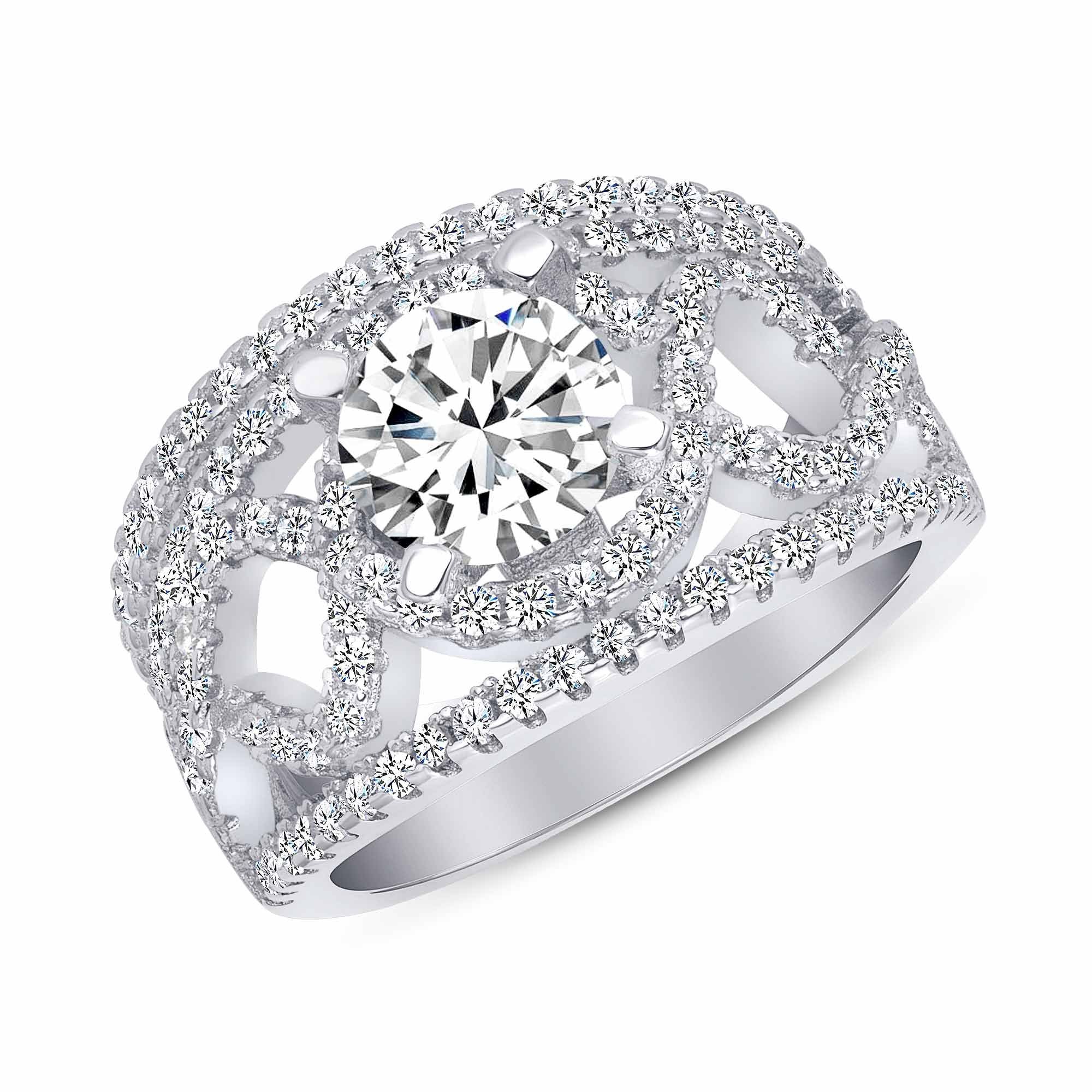 925 Sterling Silver Curved Pavé Round CZ Wedding Band