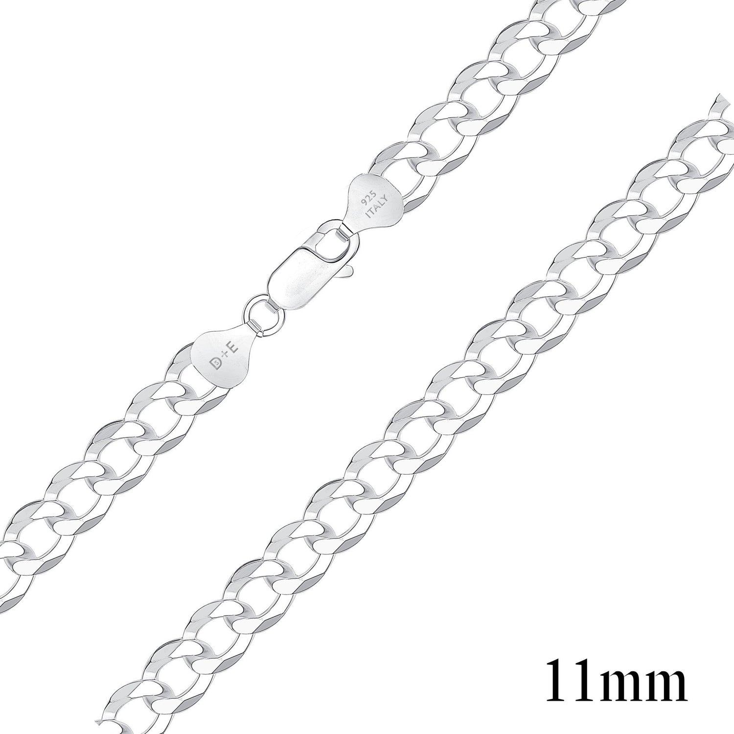 925 Sterling Silver 11mm Curb Chain