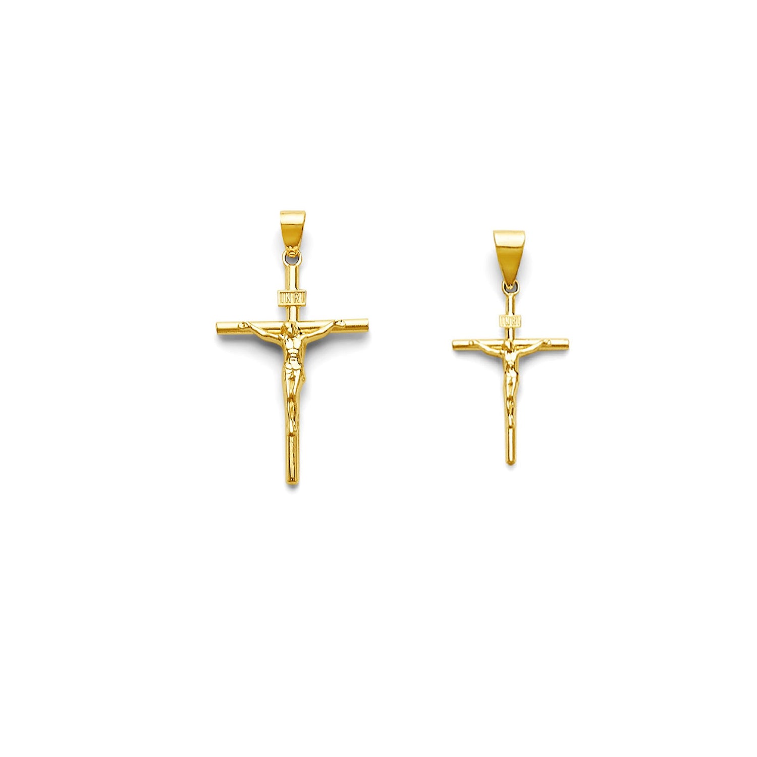 Yellow Gold INRI Crucifix Cross Pendant