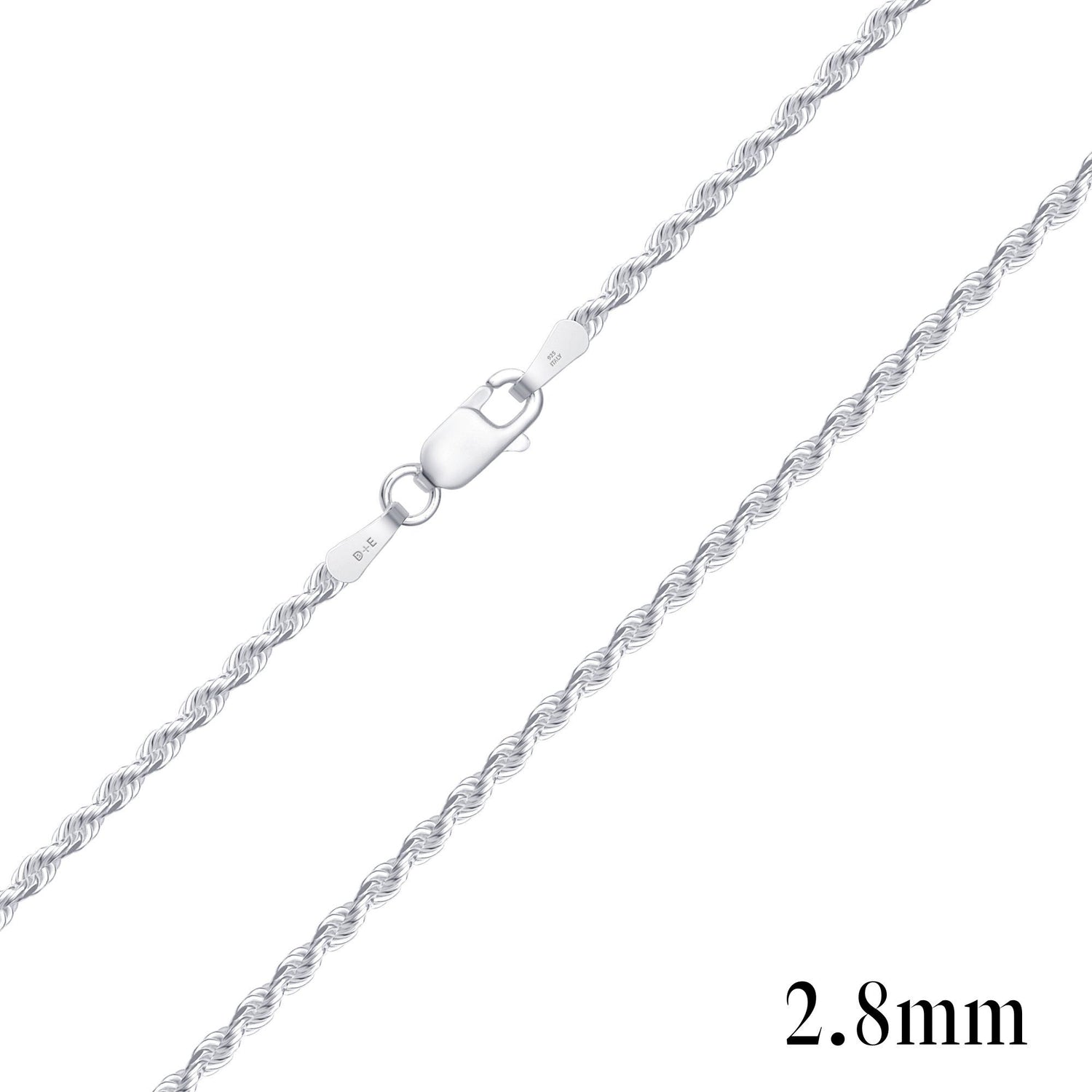 925 Sterling Silver 2.8mm Rope Chain