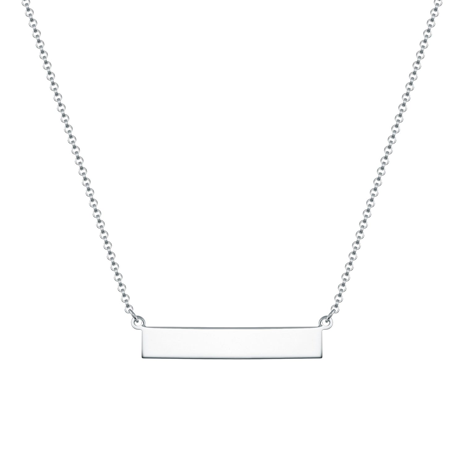 925 Sterling Silver Bar ID Necklace
