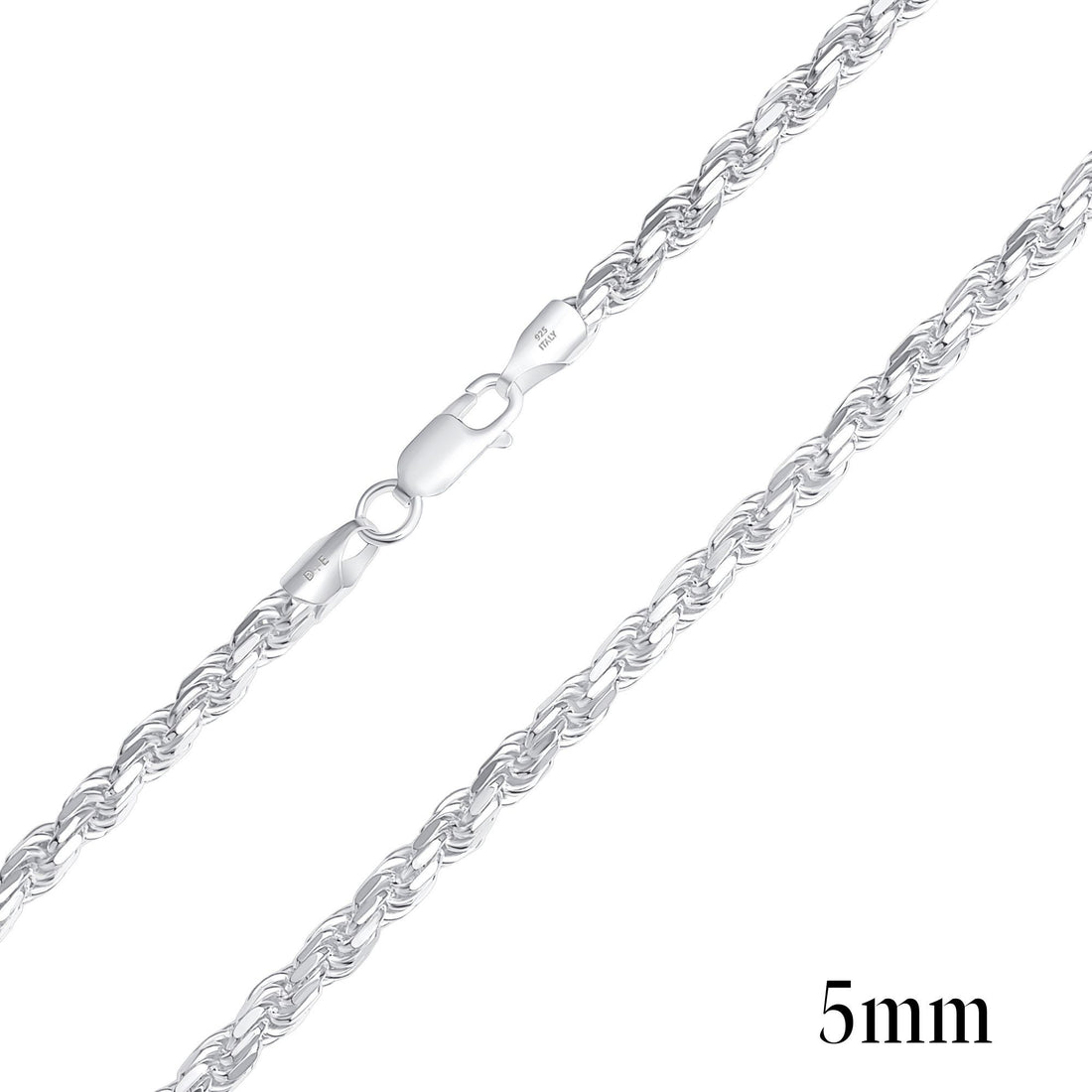 925 Sterling Silver 5mm Rope Chain