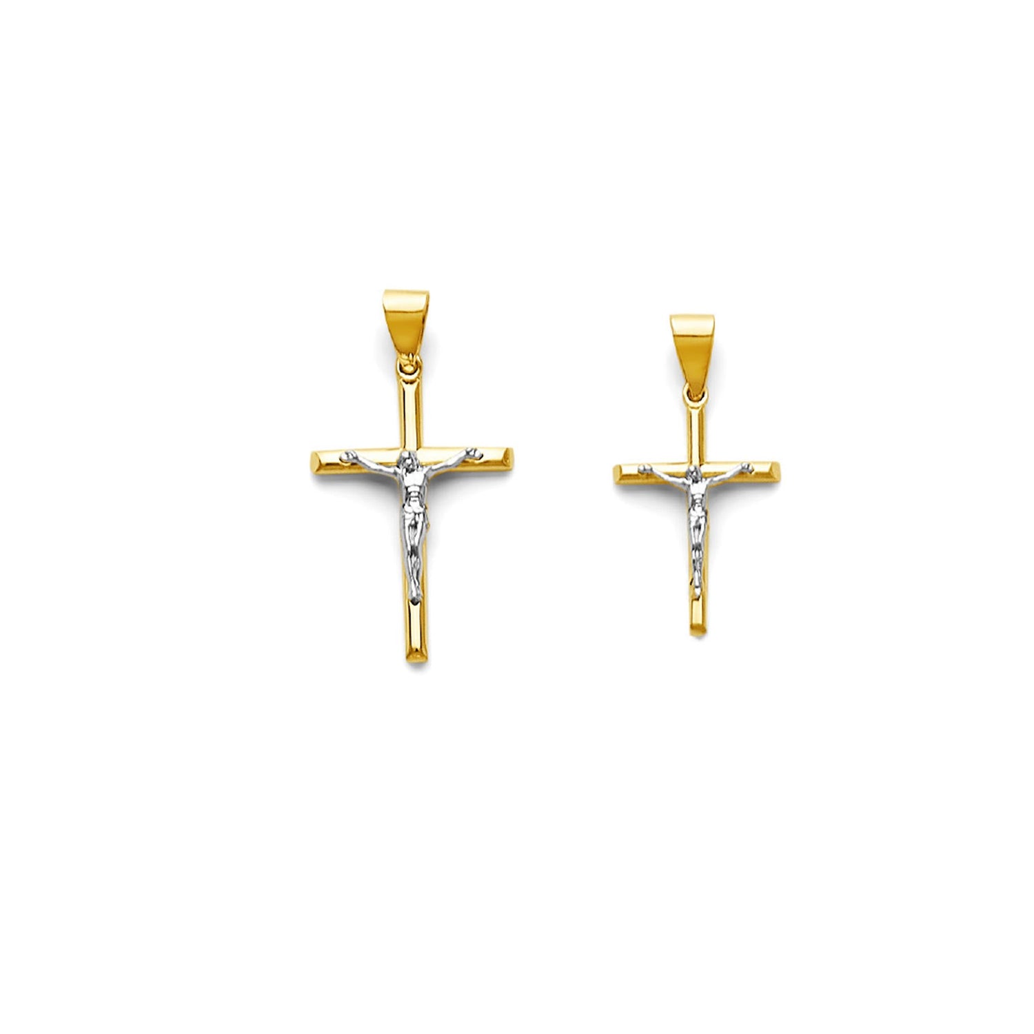 Two Tone Gold Crucifix Cross Pendant