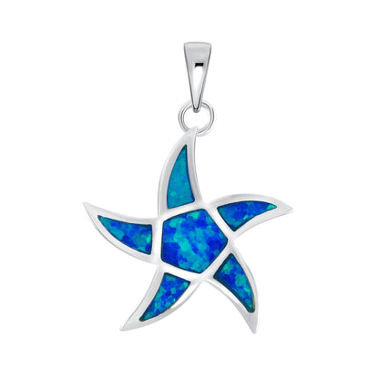 925 Sterling Silver Opal Starfish Pendant