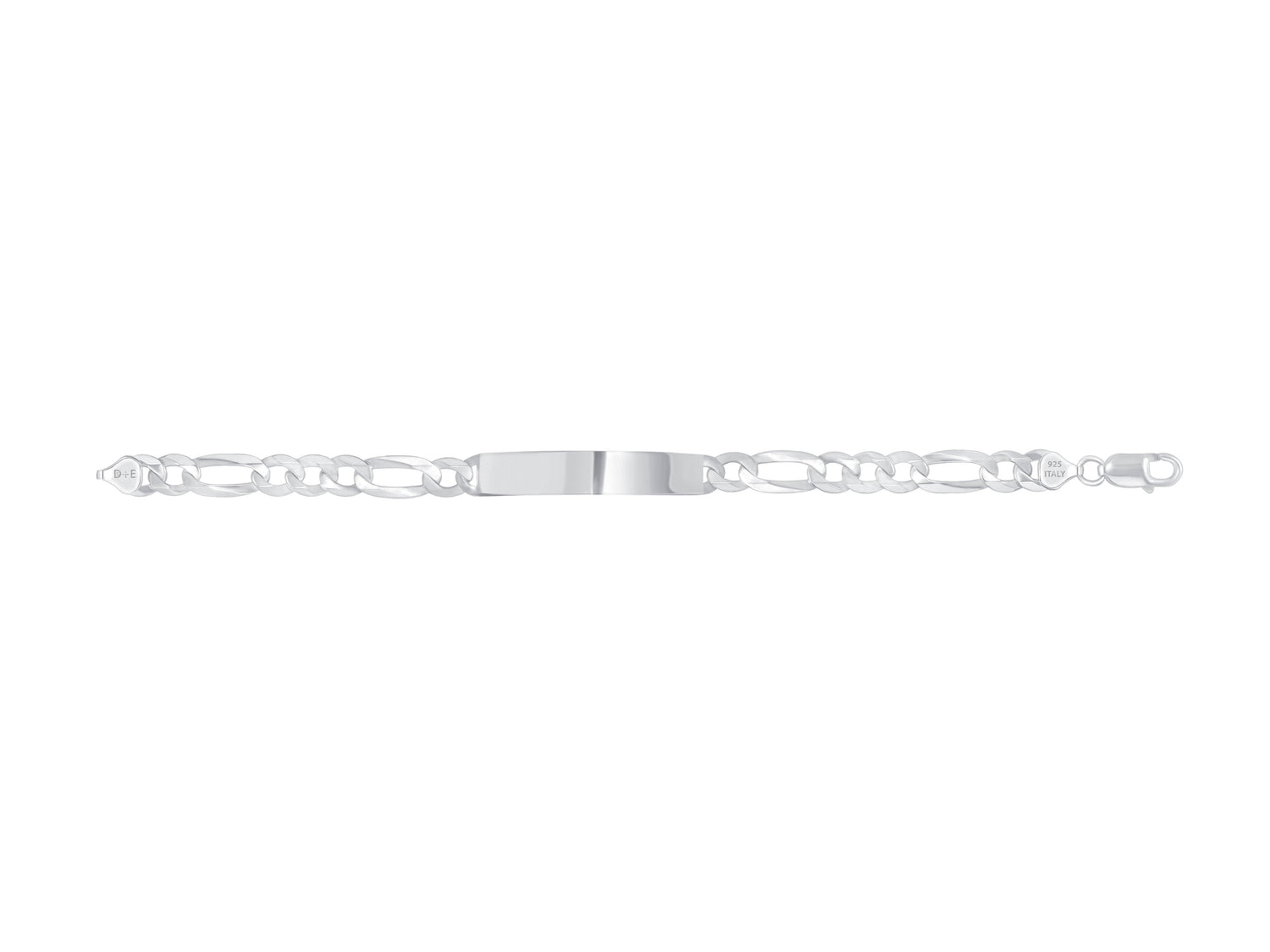 925 Sterling Silver 180 Figaro Engravable ID Bracelet