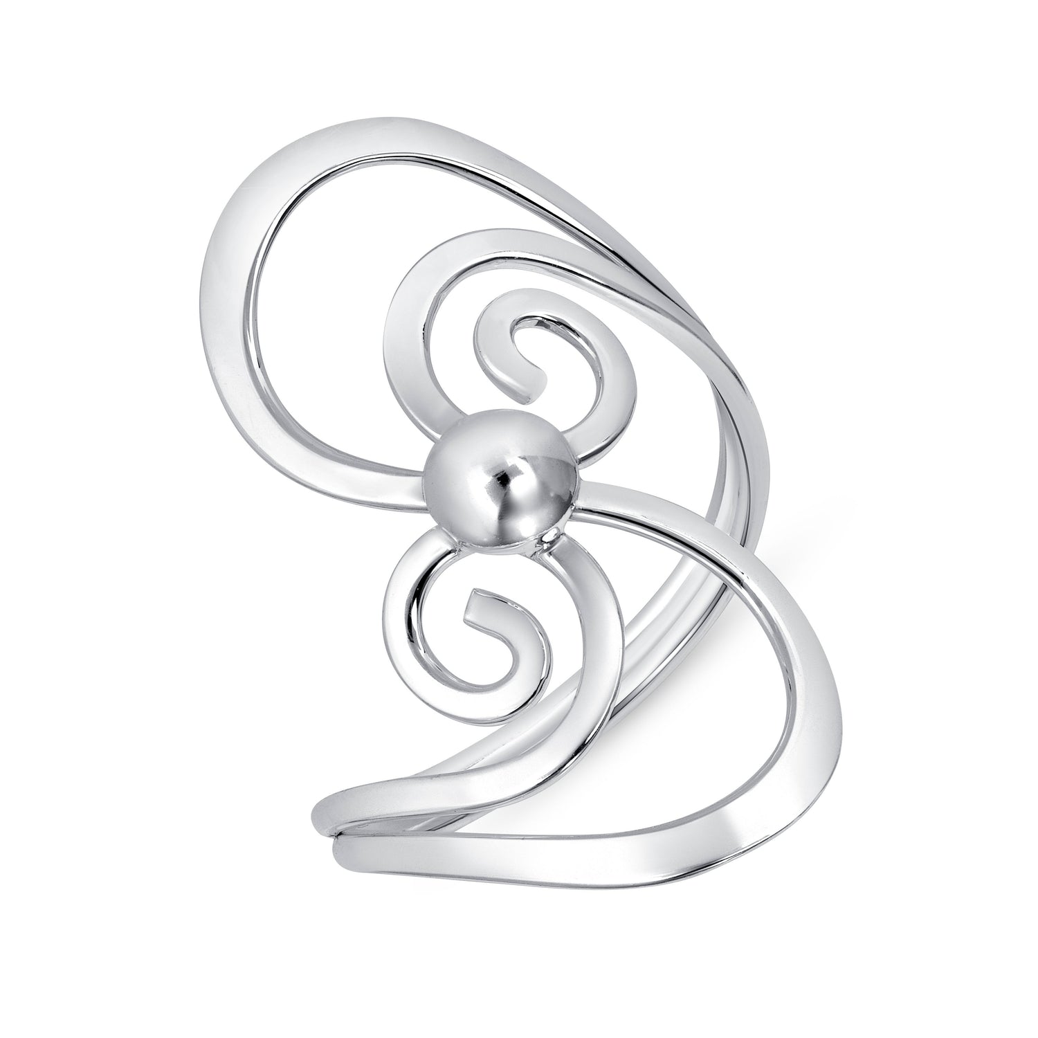 925 Sterling Silver 3CM Freeform Wire Wrap Fashion Ring