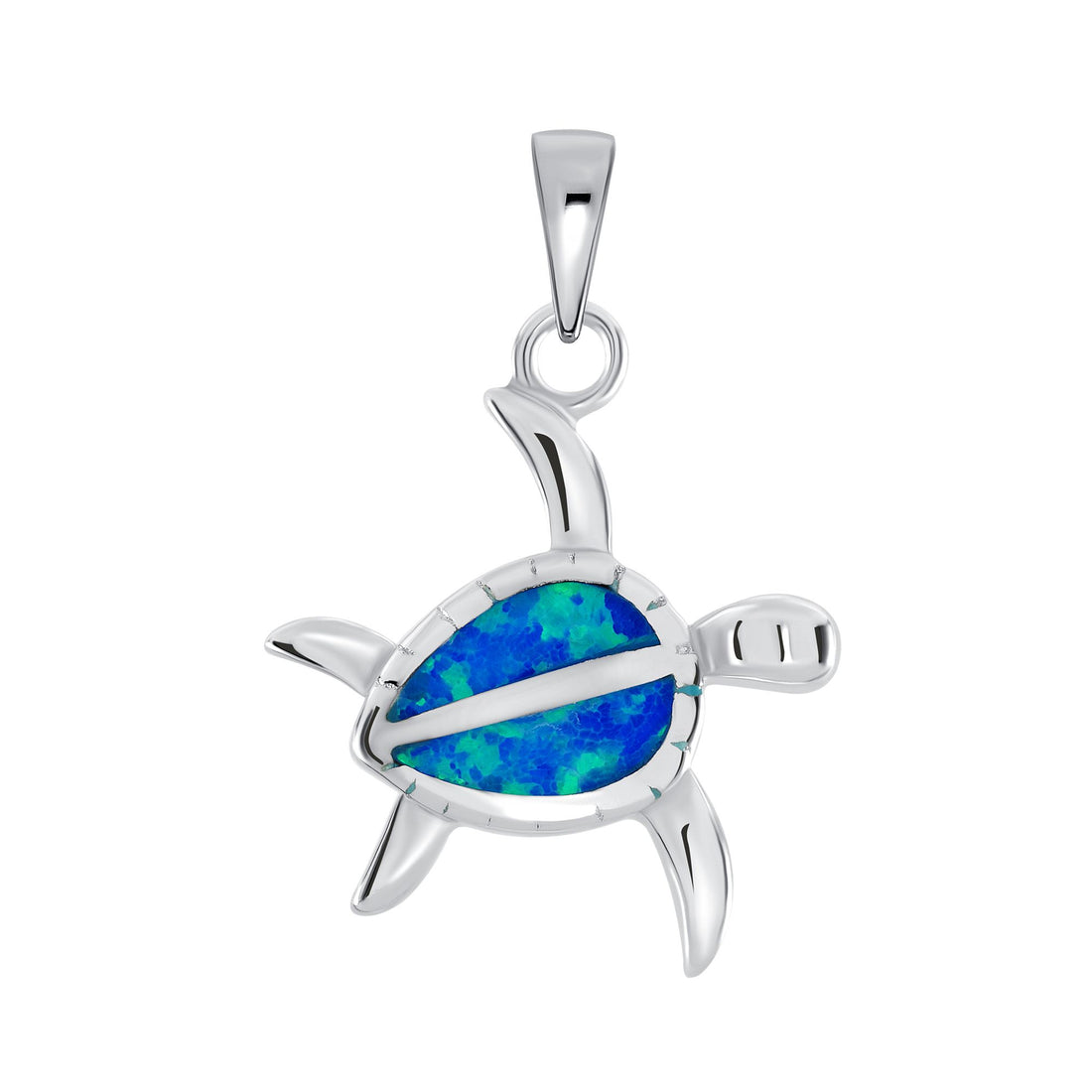 925 Sterling Silver Opal Shell Turtle Pendant