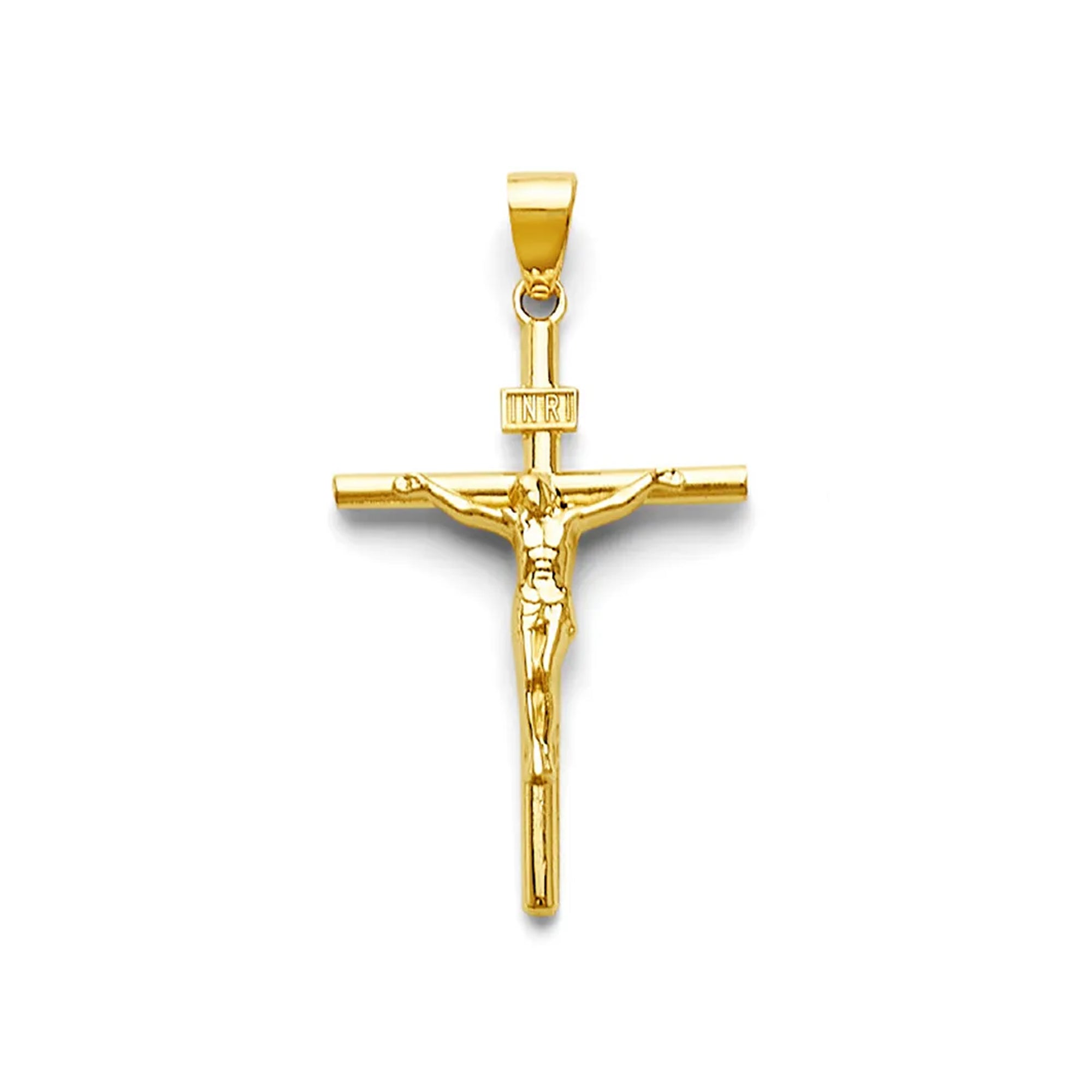 Yellow Gold INRI Crucifix Cross Pendant