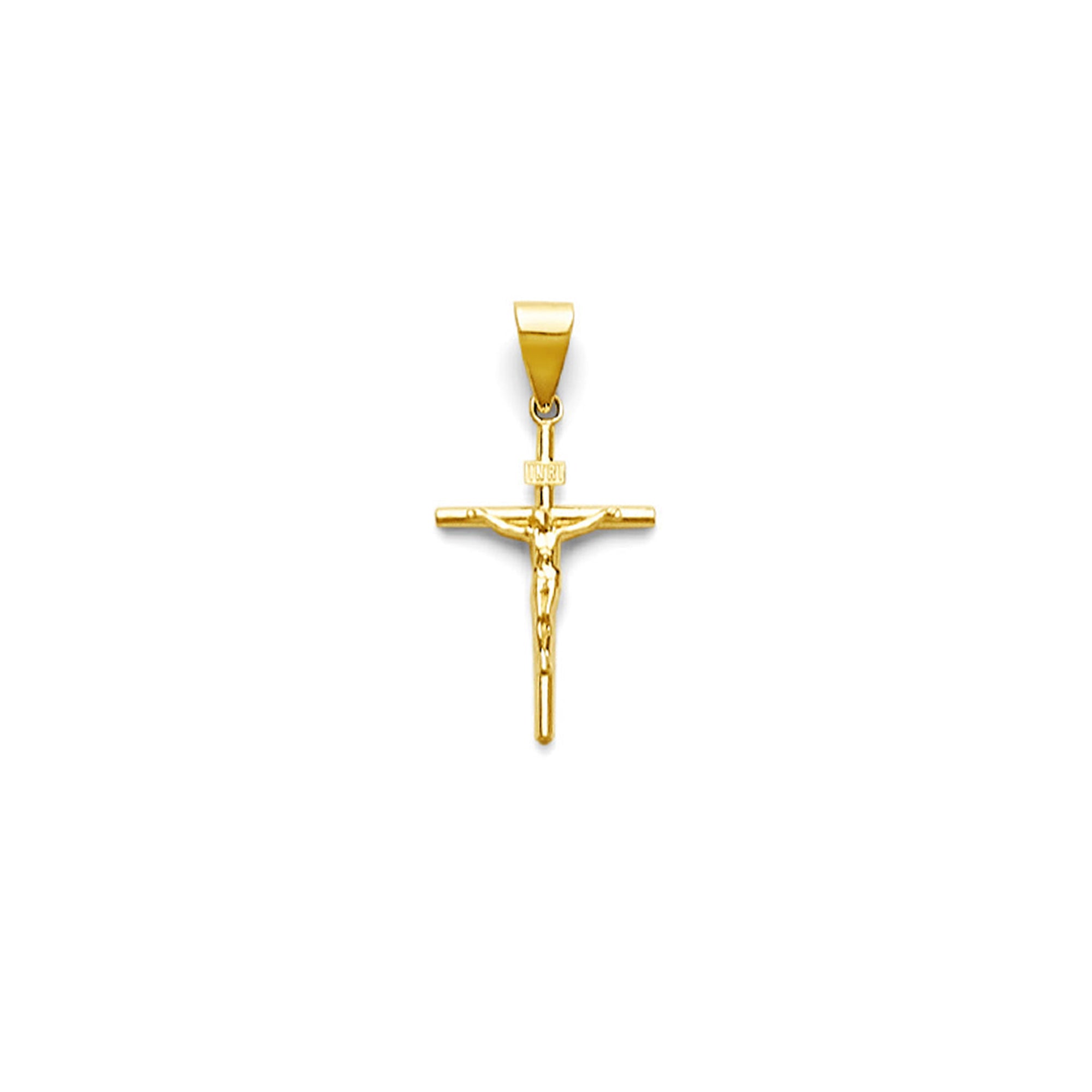 Yellow Gold INRI Crucifix Cross Pendant