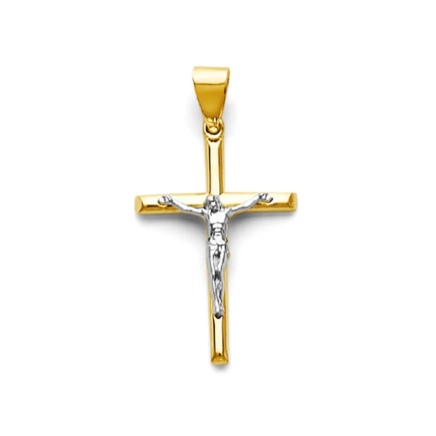 Two Tone Gold Crucifix Cross Pendant