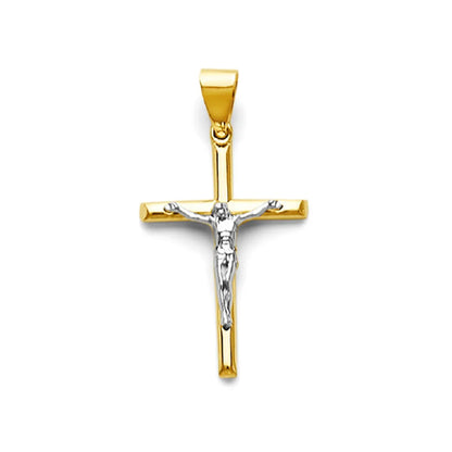 Two Tone Gold Crucifix Cross Pendant