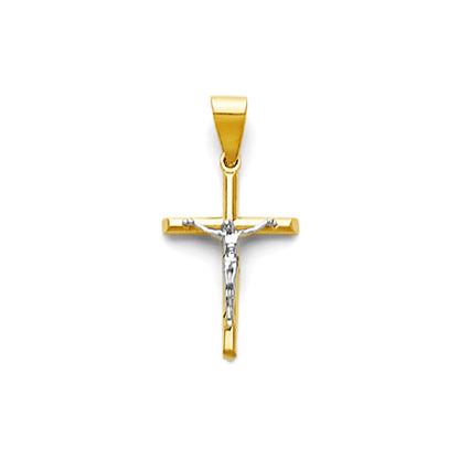 Two Tone Gold Crucifix Cross Pendant