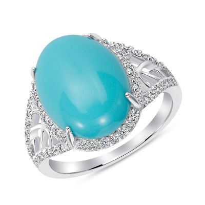 925 Sterling Silver Oval Turquoise Solitaire Ring