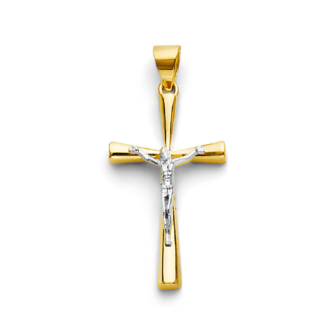 Two Tone Gold Crucifix Graduated Cross Pendant