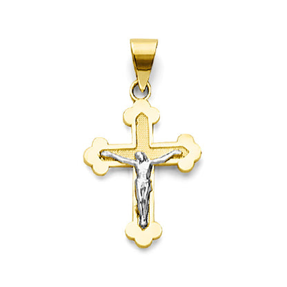 Two Tone Gold Greek Orthodox Crucifix Cross Pendant