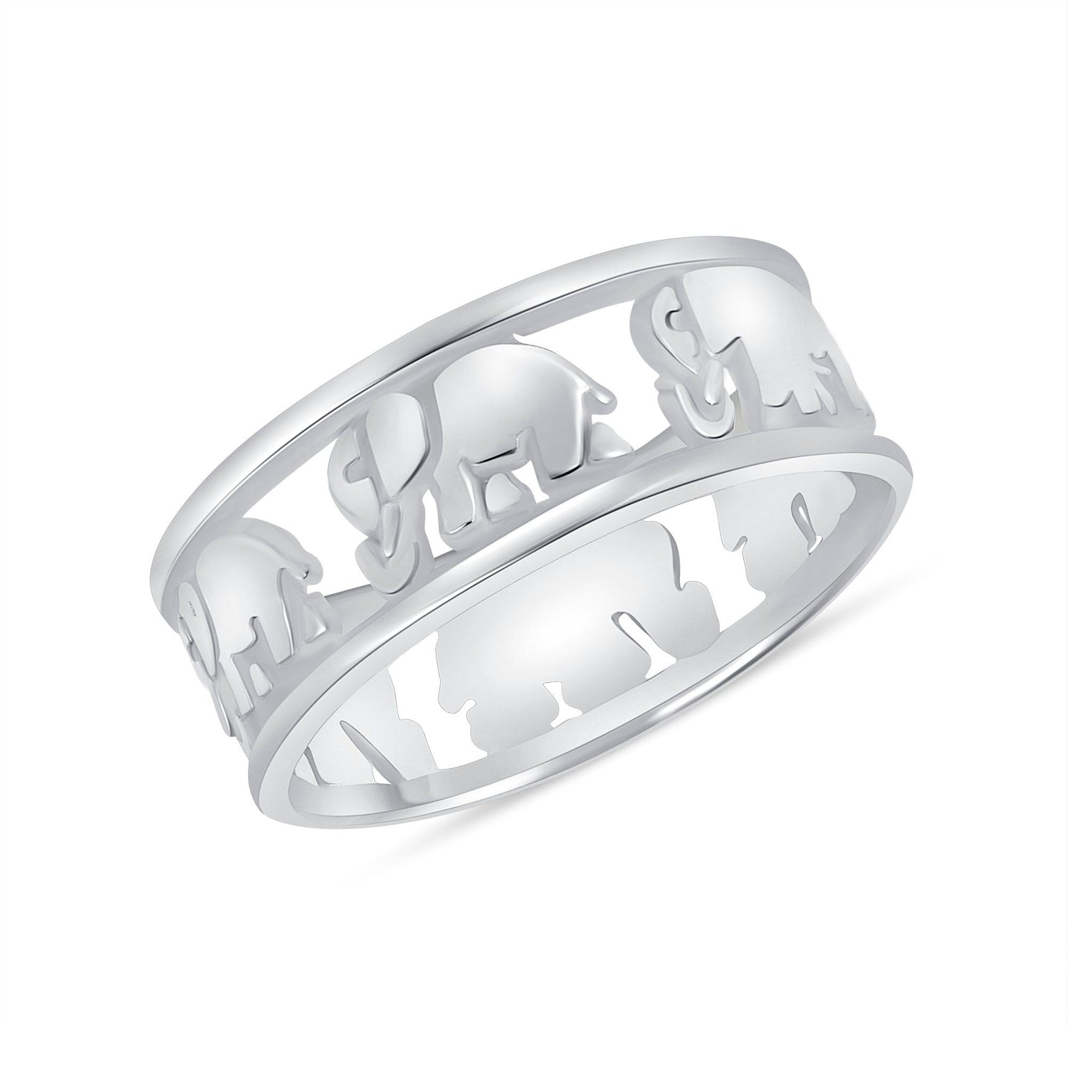 925 Sterling Silver Cutout Elephant Line Ring