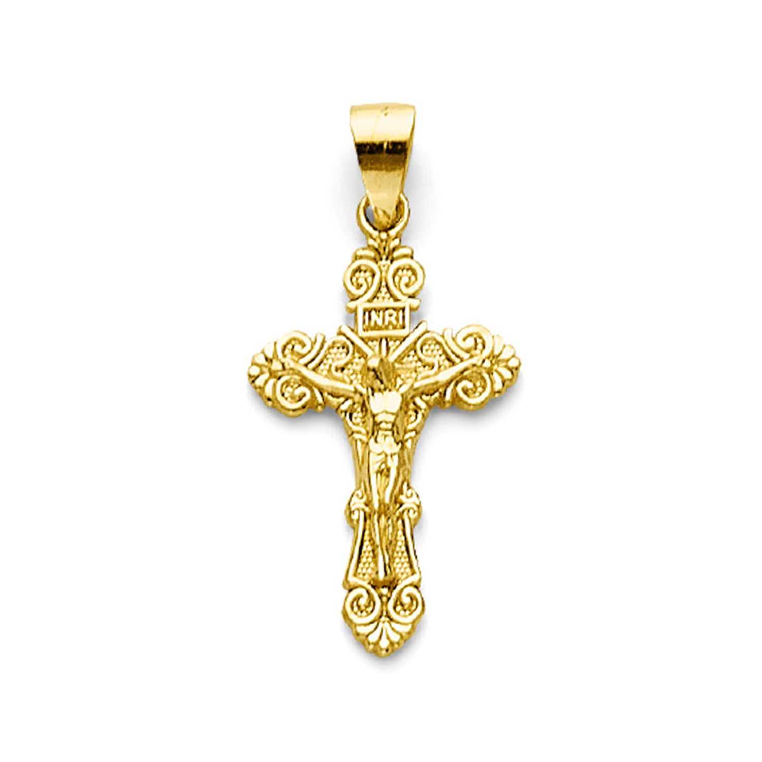 Yellow Gold Quinceanera INRI Cross Crucifix Pendant