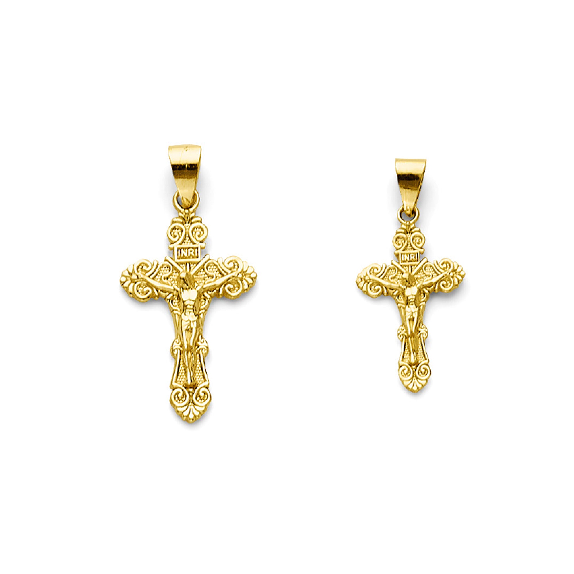 Yellow Gold Quinceanera INRI Cross Crucifix Pendant