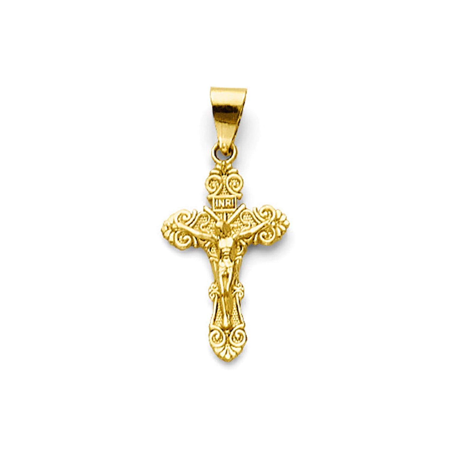 Yellow Gold Quinceanera INRI Cross Crucifix Pendant