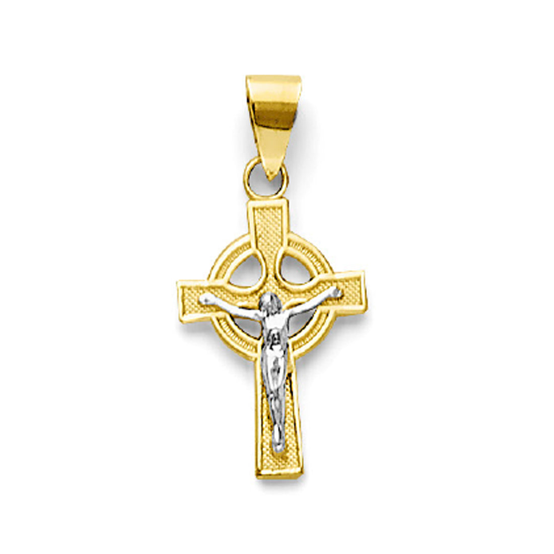 Two Tone Gold Textured Iona Crucifix Pendant