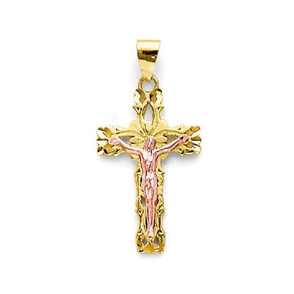 Two Tone Gold Precision Crucifix Cross Pendant